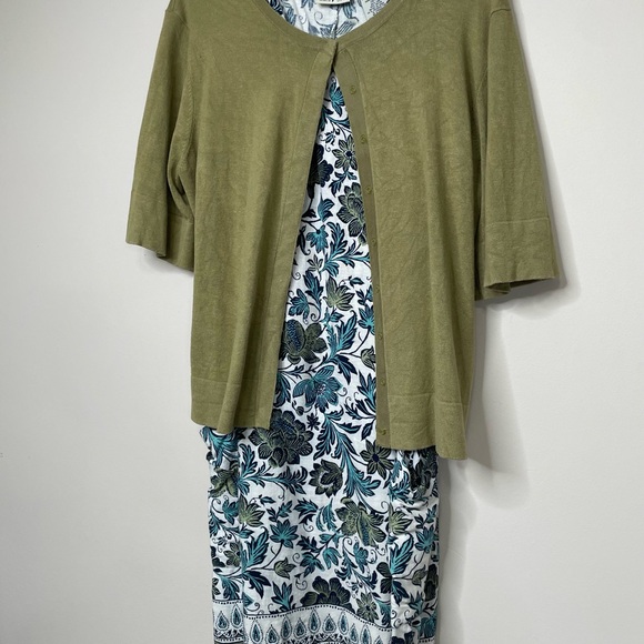 White Stag Blue and Green Floral Dress (Sz ML with added Sweater (Sz L) -Casual - Picture 3 of 16